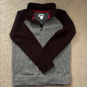Old Navy Kids' Quarter-Zip Sweater in Gray and Dark Red